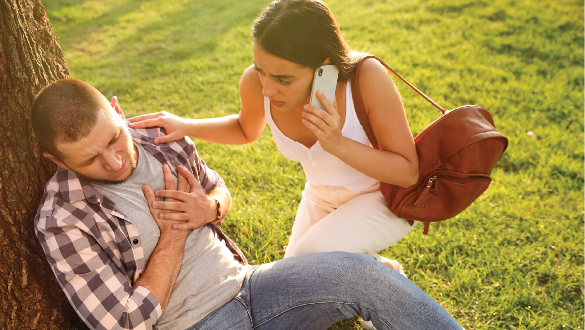 Woman helping man in need