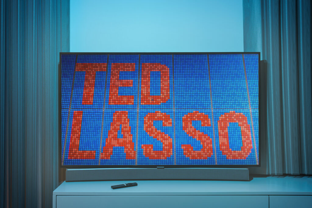 Kaunas, Lithuania - 2023 May 2: Popular apple tv show on television screen TED LASSO. High quality photo