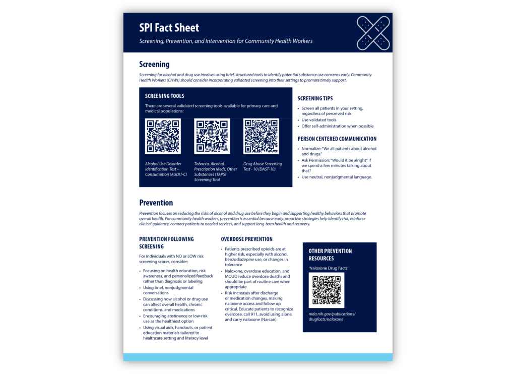 NOCE SPI Fact Sheet for Community Health Workers cover image.