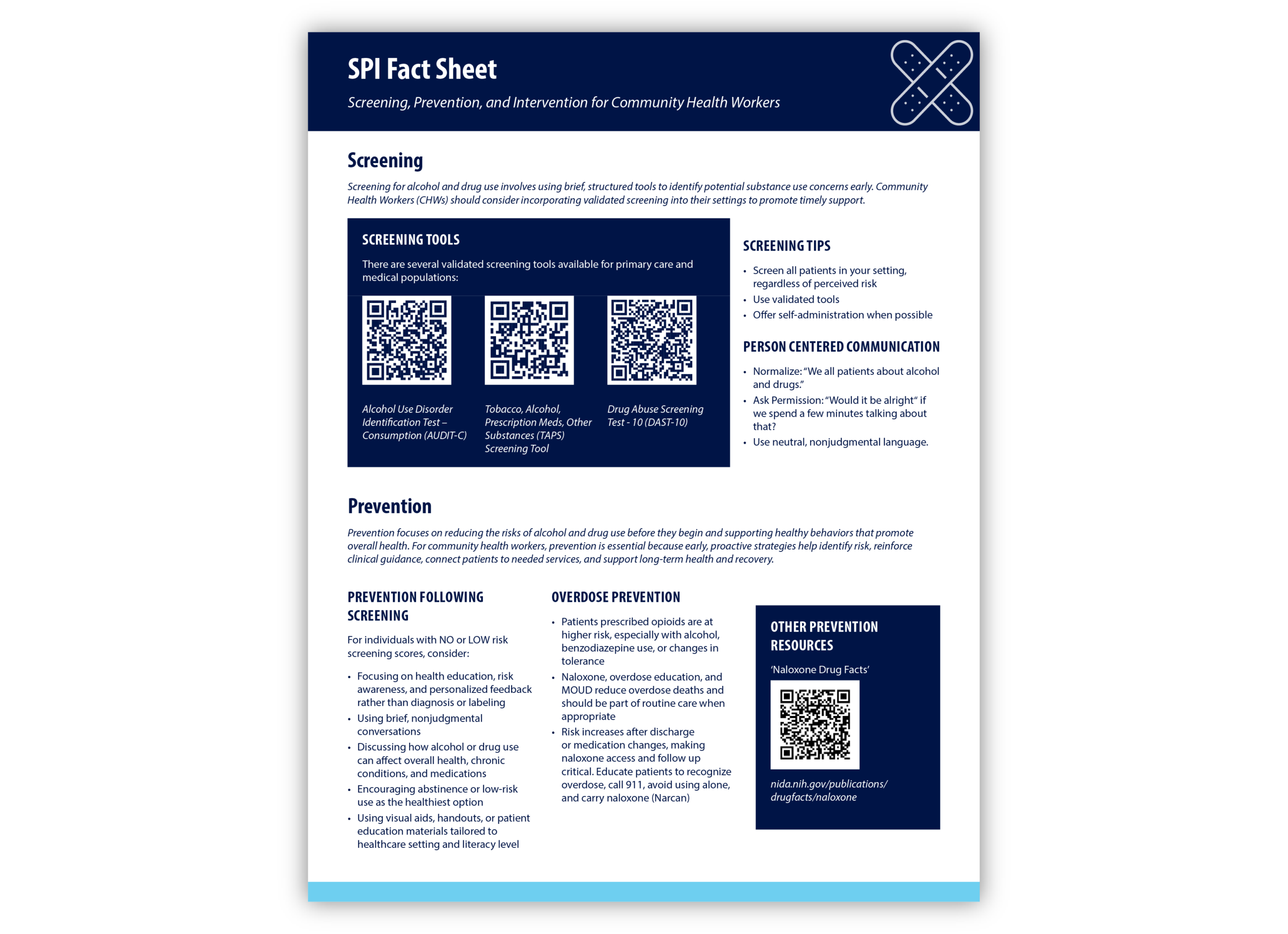 NOCE SPI Fact Sheet for Community Health Workers cover image.