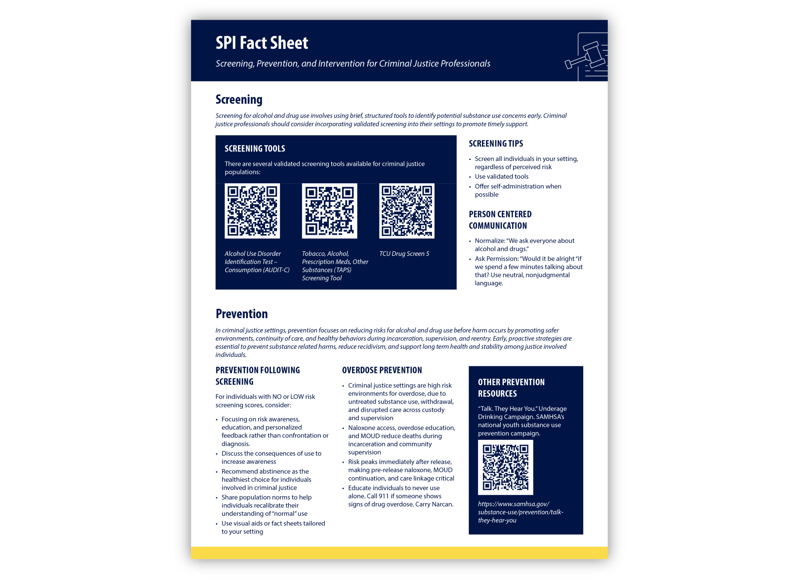 NOCE SPI Fact Sheet for Criminal Justice Professionals cover image.