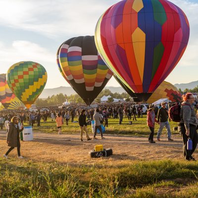 Balloon festival. Reno, Nevada - USA- September 7, 2019: Spectators watch the Balloons during the Reno Balloon Races at Rancho San Rafael Park. A free event that has gone on for 38 years.